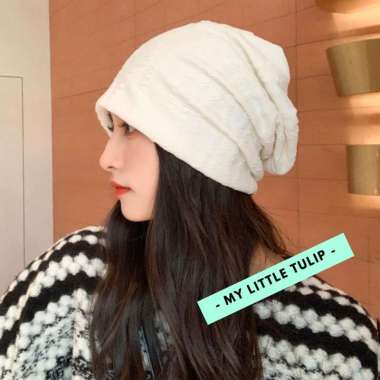 Topi Keren Wanita Pria / Topi Distro / Topi Kupluk Katun Tebal Import Putih