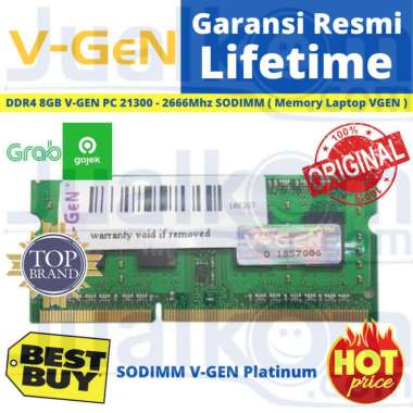 SODIMM VGEN DDR4 8GB PC 21300 Platinum V-GEN PC-21300 PC21300 Hitam/Hijau