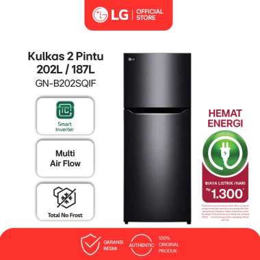 Kulkas 2 Pintu LG GN-B202SQIB - Smart Inverter, Tanpa Bunga Es