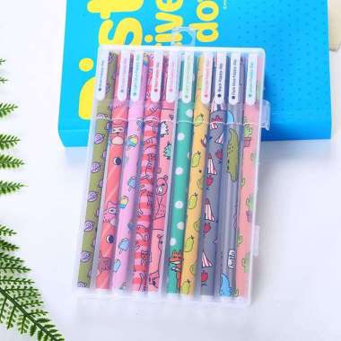 OEM ONE-A54 Pulpen Gel Set Warna Warni 10IN1 Pena Cair Motif Karakter / Pena Korea Color Pen Souveni