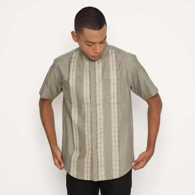RBJ Kemeja Koko Border Olive Navy Regular Fit Pria Olive M