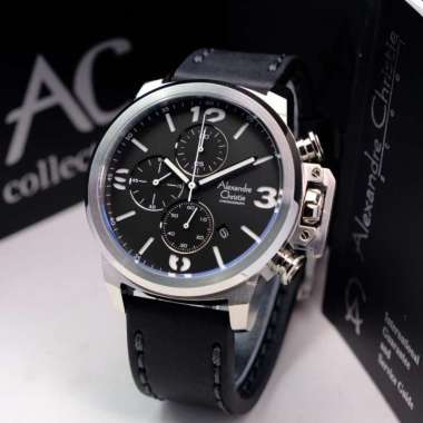 Jam Tangan Alexandre Christie Pria AC 6280 MC Original Black Silver