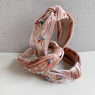 Ribbon Madness Velvet Jewel Bando Rose Gold