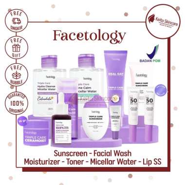 Facetology Triple Care Sunscreen HYBRID SUNSCREEN - Ceramoist Facial Moisturizer - ExfoLiquid Toner 