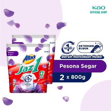 Attack Jaz1 Pesona Segar Deterjen Bubuk Bag 800 g - Bersih Wangi Irit - Sabun Cuci Baju [2 Pcs]
