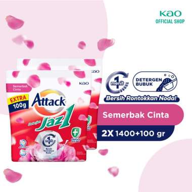 Attack Jaz1 Semerbak Cinta Deterjen Bubuk Sabun Cuci Baju Bag 1400 + 100 gr [2 Pcs]