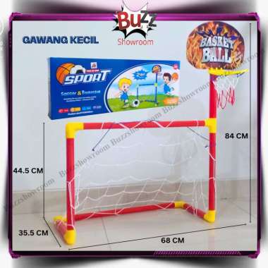 Gawang Sepak Bola Ring Basket Mainan Anak Besar Jumbo Olahraga 2in1 Kecil (t=83cm)