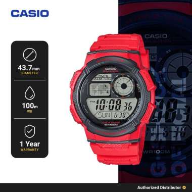 Casio AE-1000W-4AVDF Jam Tangan Digital Resin Hitam Merah