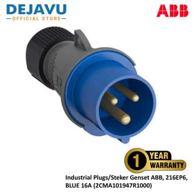 Plug Industrial ABB 216EP6, BLUE, 2P+E, 200-250Vac Industrial Power Plug, IP44, Male (2CMA101947R100