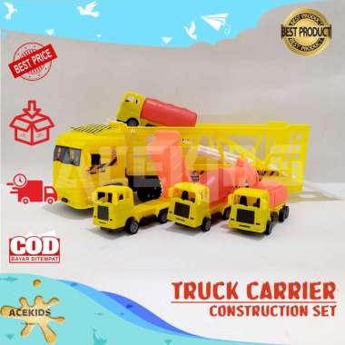 Mainan Anak Truk Kontener Truk Gandeng Angkat Alat Konstruksi Volvo Container Truck Murah Original -
