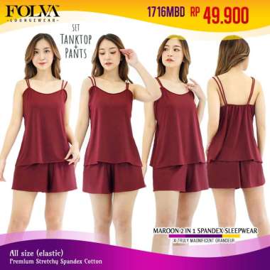 FOLVA Tanktop set celana pendek hotpants baju tidur Spandex 1716MBD
