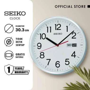 Jam Dinding Seiko QXF-104 Original Day Date Calendar [31 cm] 1A Black Silver