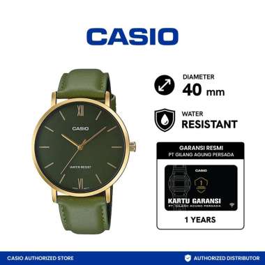 CASIO MTP-VT01GL-3BUDF - Jam Tangan Pria - Tali Kulit - MTPVT01GL HIJAU