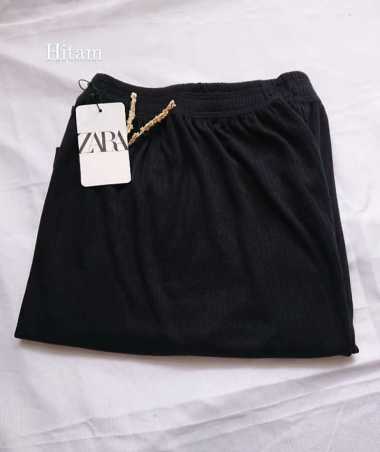 Celana Kulot Wanita HW Knit Rib Premium Tebal Kekinian ootd Hitam