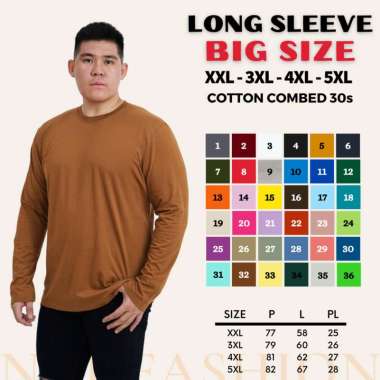 KAOS POLOS BIG SIZE UNISEX LENGAN PANJANG KATUN COMBED 30S JUMBO BESAR 2XL