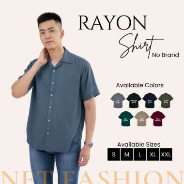 KEMEJA RAYON LENGAN PENDEK PRIA WANITA POLOS PREMIUM SHORT SHIRT XXL