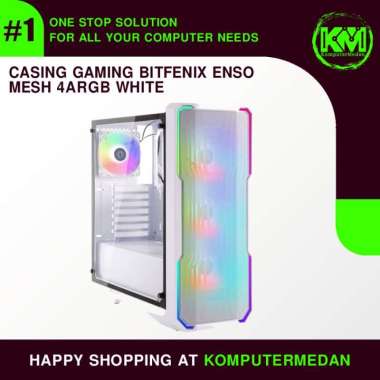 Casing PC Gaming Bitfenix Enso Mesh White 4 Fan ARGB