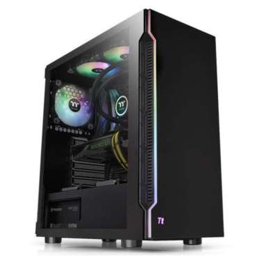 Casing PC Thermaltake H200 TG RGB Black (ATX, Tempered Glass, 1x120mm Standard Fan, Front RGB Strip)