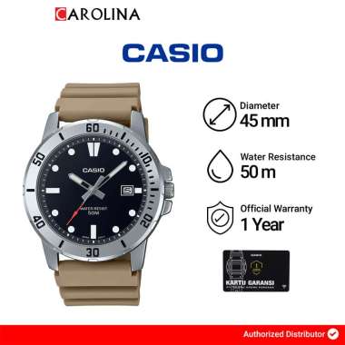 Jam Tangan Pria CASIO MTP-VD01-5E Black Dial Brown Resin Band