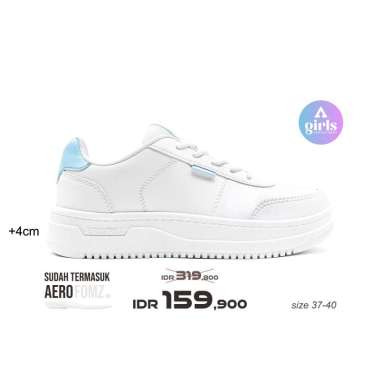 Aerostreet 37-40 Leona Putih Putih Biru Muda - Sepatu Sneakers Casual Sport Pria Wanita Aero Street