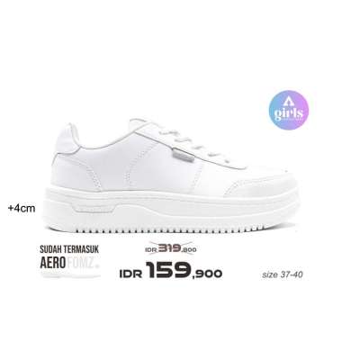 Aerostreet 37-40 Leona Putih Putih - Sepatu Sneakaers Casual Sport Pria Wanita Aero Street 39