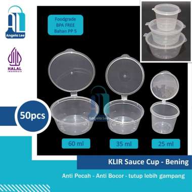 KLIR Sauce Cup Tempat Saus Sambal Thinwall Cup Plastik 25/35/60ml 50pcs Anti Pecah Bocor 60ml