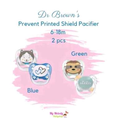 Dr browns Prevent Printed Shield Pacifier/Kompeng Anak green