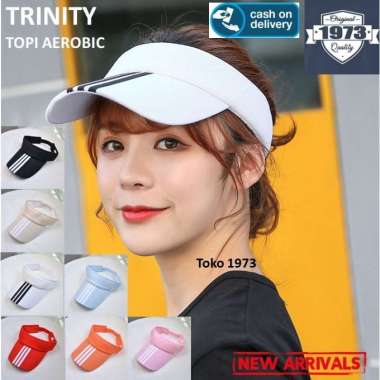 TOKO1973 TRINITY Sun Hat Topi Pantai Topi Senam Topi Aerobik Topi Wanita PINK