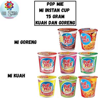 Pop Mie Cup kuah dan Goreng 75 Gram Pedes Gledek