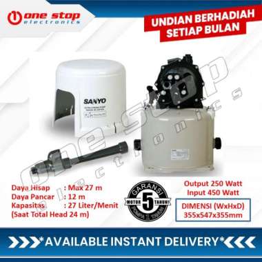 [GARANSI RESMI] SANYO PDH-255JP Pompa Air Jet Pump Sumur Dalam Otomatis PDH255JP PD-H255JP Putih