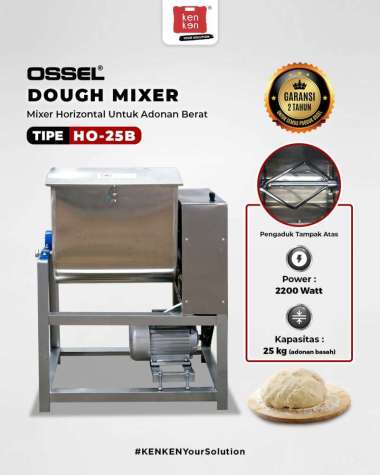 Mesin Mixer Horizontal HO-25B Dough Mixer Adonan Berat Kapasitas 25 Kg OSSEL