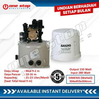 [GARANSI RESMI] SANYO PH-158JP Pompa Air Sumur Dangkal Otomatis PH158JP P-H158JP Putih
