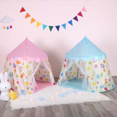 FG Tenda Anak Model Rumah 2 Pintu Warna Warni Tenda Castle Tenda Princess Anak Rumah TENDA M018A BIR