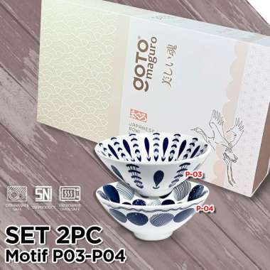 Goto Maguro Bowl Mangkok Set Mangkuk Keramik Hampers Souvenir Jepang 2PC P03-P04