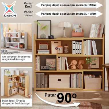 Oxihom F3003-L 150x30cm Lemari Buku Lemari Sepatu Lemari Kayu Pajangan Lipat Sudut 110x24cm F3003-L 