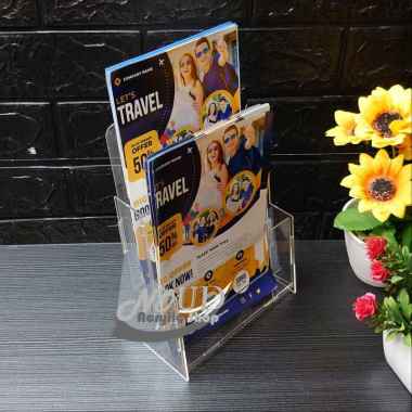 Tempat Brosur Akrilik / Display Brosur Acrylic / Rak Brosur Uk. A5 2 Susun Knock Down