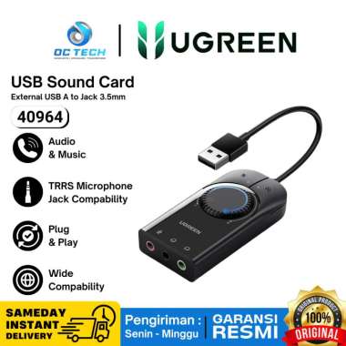 UGREEN 40964 USB External Soundcard Stereo Sound Audio Adapter 3.5mm