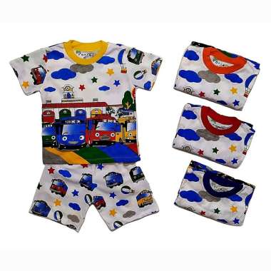 Baju Setelan Kaos Anak Laki Laki TAYO / Setelan Anak Cowok 4 - 5 Tahun Katun / Baju Anak XL