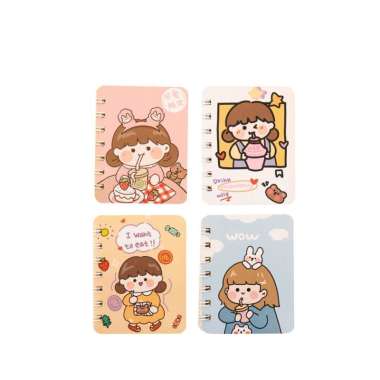 OEM ONE-A58 Buku Catatan Kartun Memo Kecil A7 80 Lembar / Buku Kecil Notebook Ring Motif Notepad / B