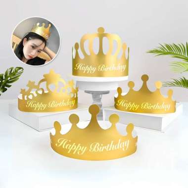 OEM ONE-C790 Topi Anak Ulang Tahun Kertas Bentuk Mahkota / Crown Happy Birthday Party Hat Topi Kerta