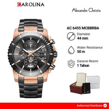 Jam Tangan Pria Alexandre Christie Chronograph AC 6455 MCBBRBA Black Dial Stainless Steel Strap [ Ja