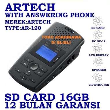 Artech AR120 Perekam Suara Telephone Direct Line Portable Voice Recorder With Answering Machine AR-1