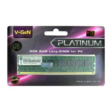 RAM V-GeN DDR3 8GB PC10600 1333mhz VGeN Memory PC LONGDIMM PLATINUM HIJAU