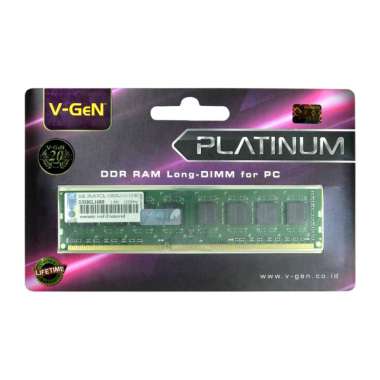 RAM V-GeN DDR3L 8GB PC10600 1333mhz VGeN Memory PC LONGDIMM PLATINUM HIJAU