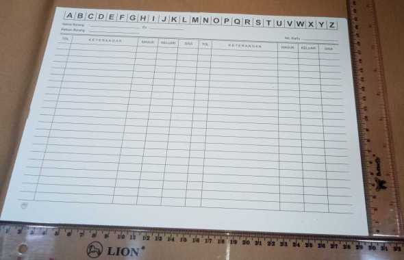 Kartu Stock Stok Keluar Masuk Barang uk Besar A4 Landscape Tidur READY STOCK