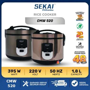 Sekai Rice Cooker Stainless Body 1.8L CMW 520 / Penanak Nasi Sekai 3 in 1 CMW520