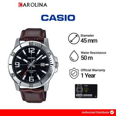 Jam Tangan Pria Casio General MTP-VD01L-1B Black Dial Brown Leather Band [ Jakarta ]