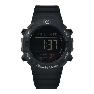 Jam Tangan Pria Alexandre Christie Digi AC 9388 MH RIPBA Men Digital Dial Black Rubber Strap Hitam
