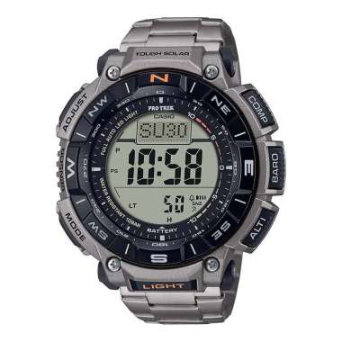 Jam Tangan Pria Casio Pro Trek PRG-340T-7DR Tough Solar Digital Dial Titanium Band Silver