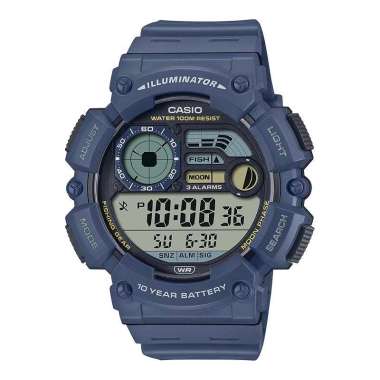 Jam Tangan Pria Casio General WS-1500H-2AVDF Men Illuminator Digital Dial Blue Resin Band Biru